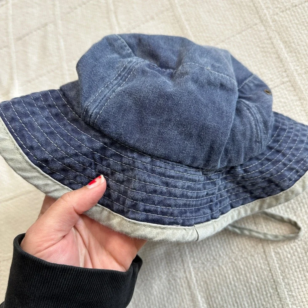 VTG‎ Panama City Beach Shark Bucket Hat Blue Kids Child Sun Hat 90s Beach